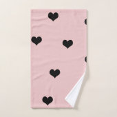 Elegant schattig zwart-wit roze hartritme bad handdoek (Handdoek)