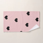 Elegant schattig zwart-wit roze hartritme bad handdoek (Handdoek)