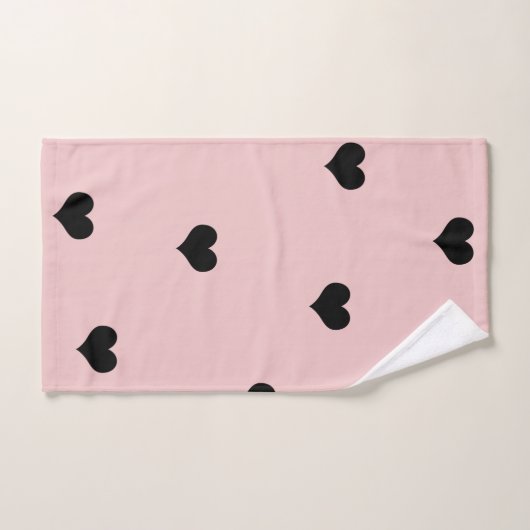 Elegant schattig zwart-wit roze hartritme bad handdoek (Handdoek)