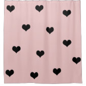 Elegant schattig zwart-wit roze hartritme douchegordijn (Voorkant)
