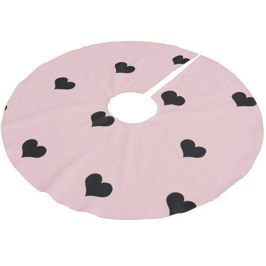 Elegant schattig zwart-wit roze hartritme kerstboom rok (Gekanteld)