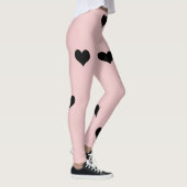 Elegant schattig zwart-wit roze hartritme leggings (Rechts)