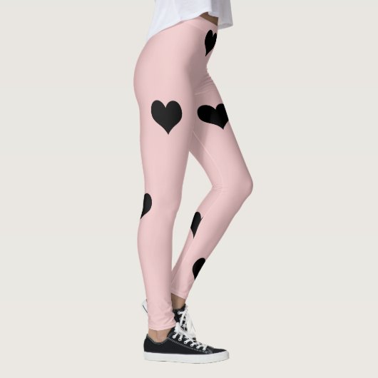 Elegant schattig zwart-wit roze hartritme leggings (Rechts)