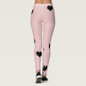 Elegant schattig zwart-wit roze hartritme leggings (Achterkant)