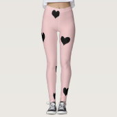 Elegant schattig zwart-wit roze hartritme leggings (Voorkant)