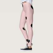 Elegant schattig zwart-wit roze hartritme leggings (Links)
