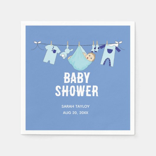 Elegant Schattige Blue Boy Baby shower Party Servet (Voorkant)