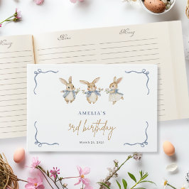Elegant Schattige Bunny Kind Paas 3e Verjaardag Pa Gastenboek