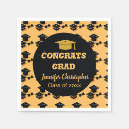 Elegant Schattige Classic Zwart & Geel Afstuderen Servet