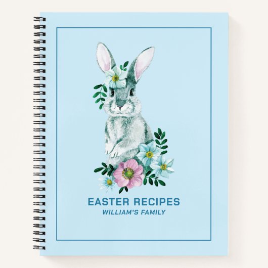 Elegant schattige floreaster bunny illustratie notitieboek (Voorkant)