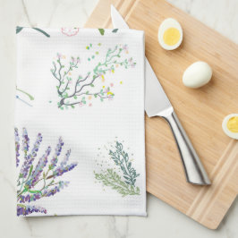 Elegant schattige groenbladeren en plant wit theedoek