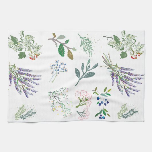 Elegant schattige groenbladeren en plant wit theedoek (Horizontaal)