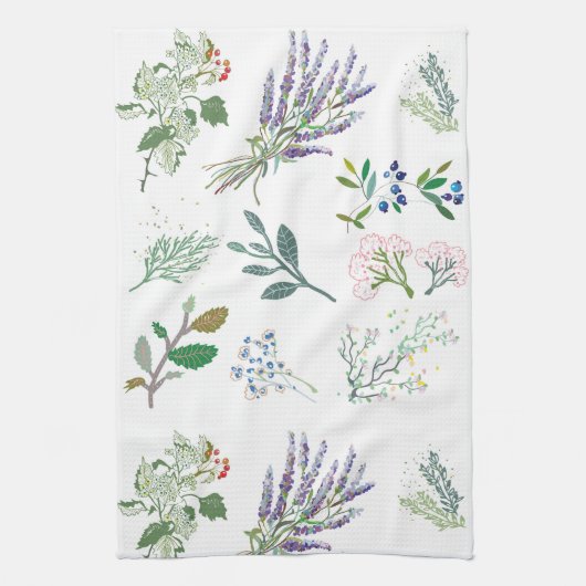 Elegant schattige groenbladeren en plant wit theedoek (Verticaal)