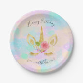 Elegant schattige Happy Birthday gouglitter unicor Papieren Bordje (Voorkant)