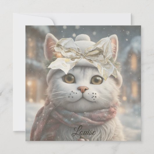 Elegant Schattige Kerst Kat Liefhebber Gift Kaart (Voorkant)
