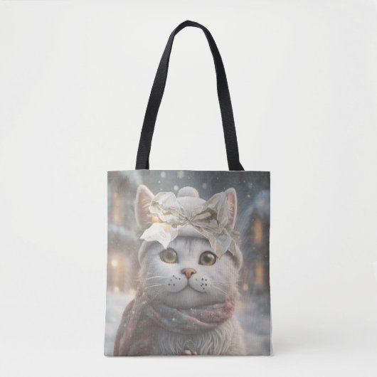  Elegant Schattige Kerst Kat Liefhebber Gift Tote Bag (Voorkant)