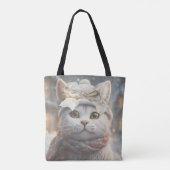  Elegant Schattige Kerst Kat Liefhebber Gift Tote Bag (Achterkant)