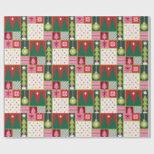 Elegant Schattige Kleurrijke Kerst Elements Gift Cadeaupapier (Vlak)