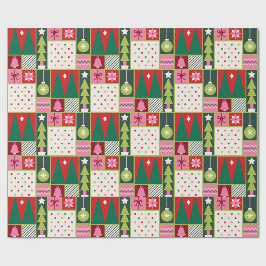 Elegant Schattige Kleurrijke Kerst Elements Gift Cadeaupapier (Vlak)