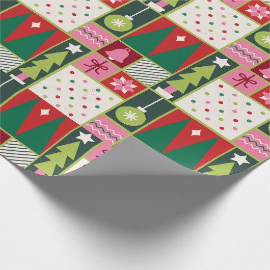 Elegant Schattige Kleurrijke Kerst Elements Gift Cadeaupapier (Hoek)