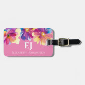 Elegant Schattige Kleurrijke Waterverf Bloemen Mon Bagagelabel (Voorkant horizontaal)
