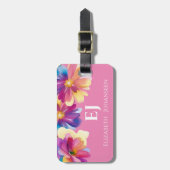 Elegant Schattige Kleurrijke Waterverf Bloemen Mon Bagagelabel (Voorkant verticaal)