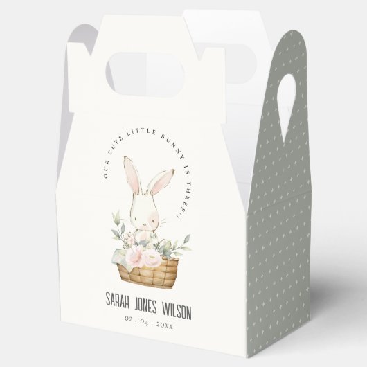 Elegant Schattige konijn in bloemenkast Kids Verja Bedankdoosjes (Geopend)
