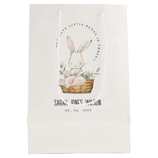 Elegant Schattige konijn in bloemenkast Kids Verja Medium Cadeauzakje (Achterkant)