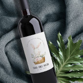 Elegant Schattige konijn in bloemenkast Kids Verja Wijn Etiket