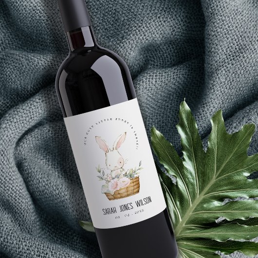 Elegant Schattige konijn in bloemenkast Kids Verja Wijn Etiket