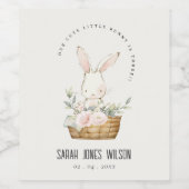 Elegant Schattige konijn in bloemenkast Kids Verja Wijn Etiket (Enkel label)