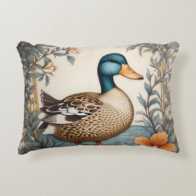 Elegant Schattige Plump Duck  Bloemen Accent Kussen (Voorkant)