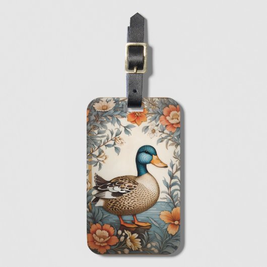 Elegant Schattige Plump Duck  Bloemen Bagagelabel (Voorkant (verticaal))