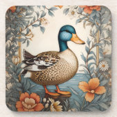 Elegant Schattige Plump Duck  Bloemen Bier Onderzetter (Voorkant)