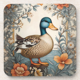 Elegant Schattige Plump Duck Bloemen Bier Onderzetter
