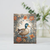 Elegant Schattige Plump Duck  Bloemen Briefkaart (Staand voorkant)