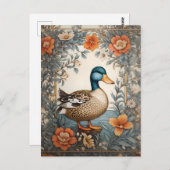 Elegant Schattige Plump Duck  Bloemen Briefkaart (Voorkant / Achterkant)