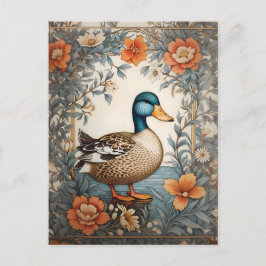 Elegant Schattige Plump Duck  Bloemen Briefkaart