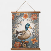 Elegant Schattige Plump Duck Bloemen Hangend Wandkleed (Voorkant)