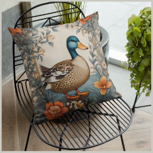 Elegant Schattige Plump Duck  Bloemen Kussen
