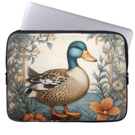 Elegant Schattige Plump Duck  Bloemen Laptop Sleeve