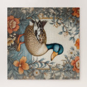 Elegant Schattige Plump Duck  Bloemen Legpuzzel (Horizontaal)