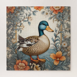 Elegant Schattige Plump Duck Bloemen Legpuzzel