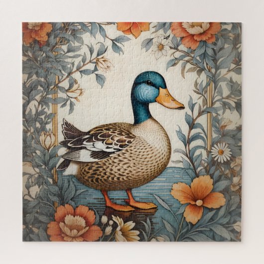 Elegant Schattige Plump Duck  Bloemen Legpuzzel (Verticaal)