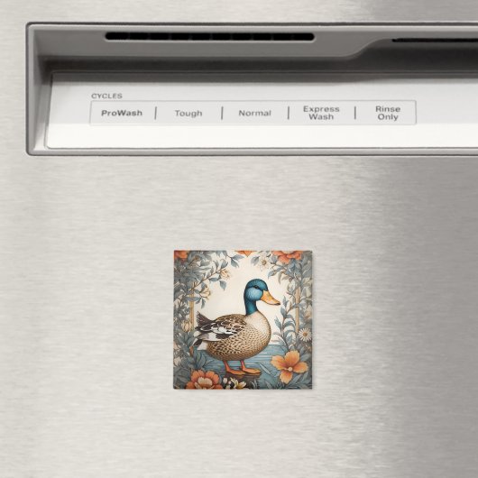 Elegant Schattige Plump Duck Bloemen Magneet (Insitu (Vaatwasser))