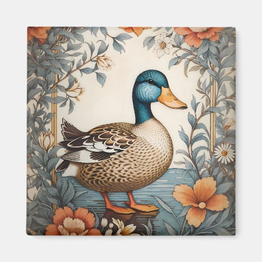 Elegant Schattige Plump Duck Bloemen Magneet (Voorkant)