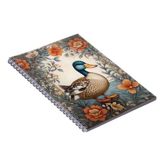 Elegant Schattige Plump Duck  Bloemen Notitieboek (Rechterzijde)