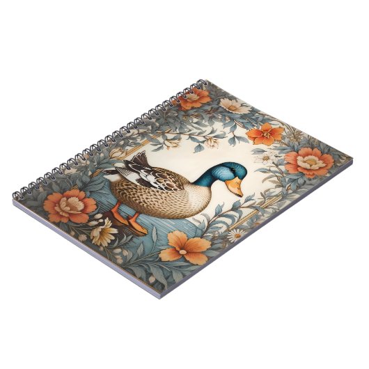 Elegant Schattige Plump Duck  Bloemen Notitieboek (Linkerzijde)