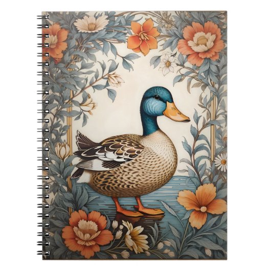 Elegant Schattige Plump Duck  Bloemen Notitieboek (Voorkant)