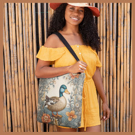 Elegant Schattige Plump Duck  Bloemen Tote Bag